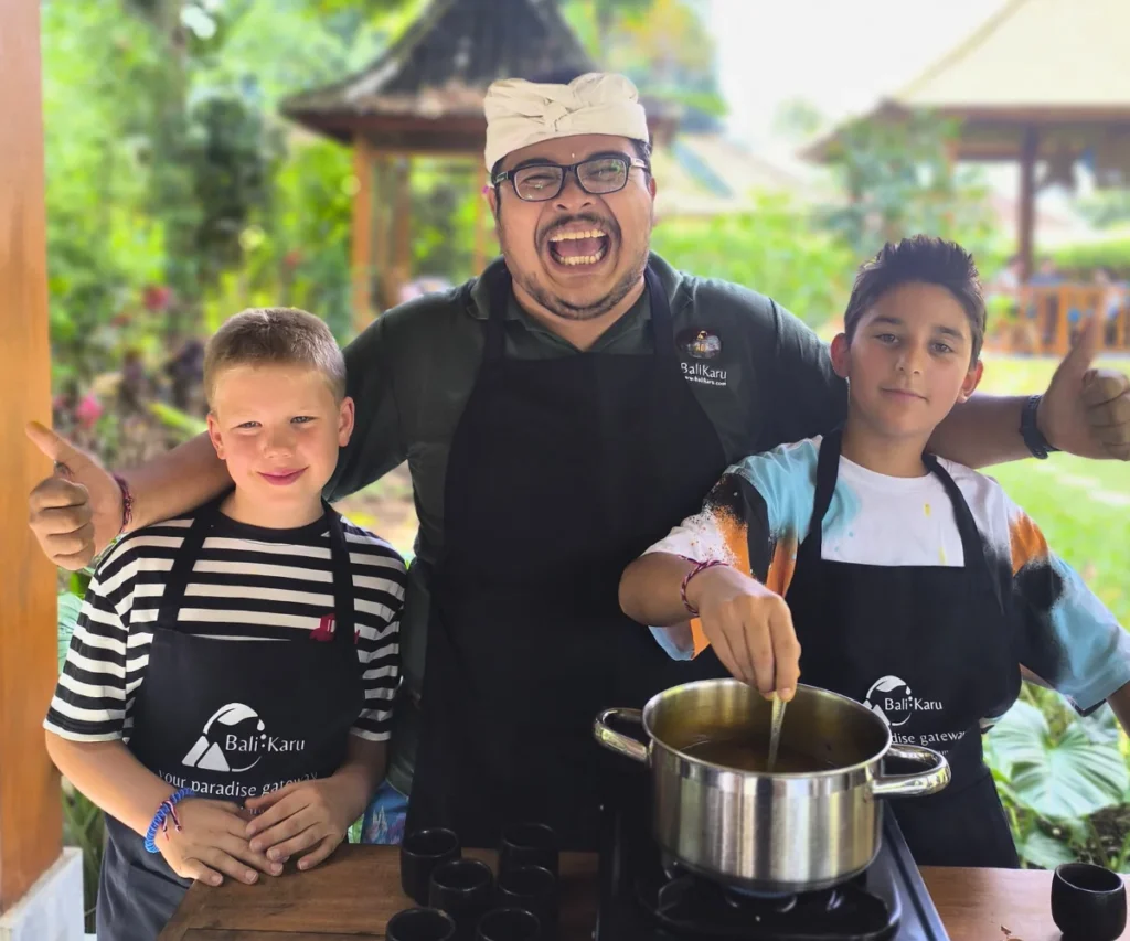 balikaru team and children are cooking